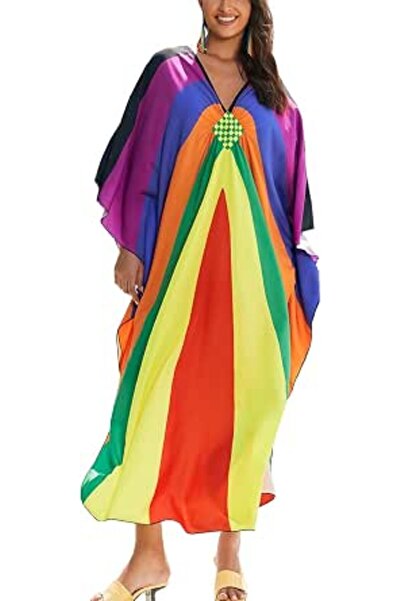 GENERAL Women Bohemian Kaftan Maxi Loungewear Nightgown Kimono Oversized Slee...