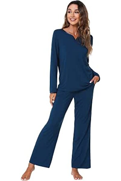 Wiwi Pajamas Sets for Women Soft Long Sleeve Tops and Pants Sleepwear Ladies ...