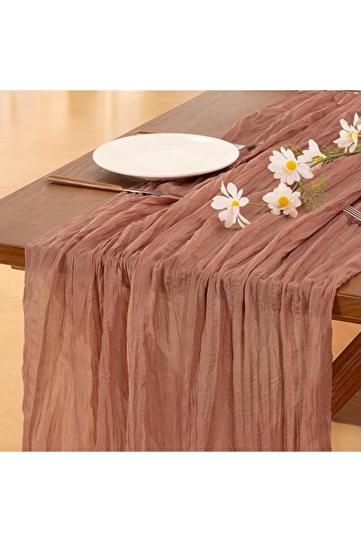 GENERAL Socomi Cheesecloth Table Runner 10ft Gauze Boho Rustic Dusty Pink Che...