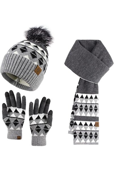 SYOSI Winter Warm Beanie Hat Scarf and Touchscreen Gloves Set for Womens Caps...