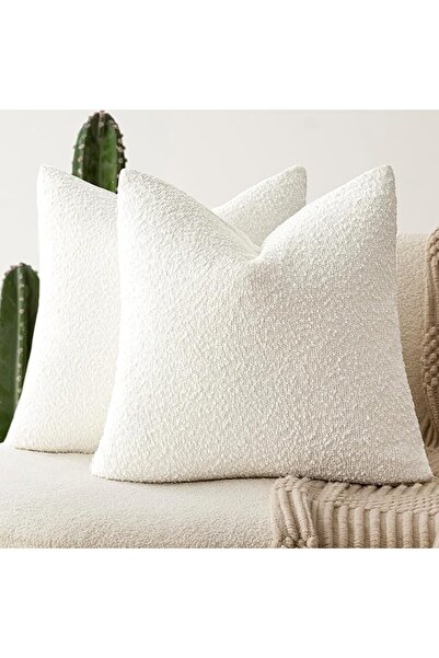 GENERAL Foindtower Pack of 2 Textured Boucle Throw Pillow Covers Accent Solid...