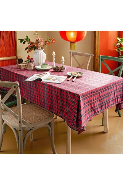 Generic Brand Red checkered tablecloth (100-140 cm) – linen texture, creates ...