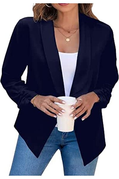 GENERAL Women's Casual Lapel Long Sleeve Blazer Open Front Work Office Jacket...