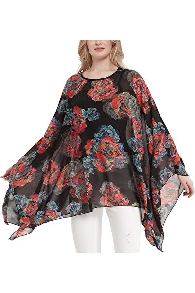 GENERAL Wiiiwish Women's Loose Solid Long Batwing Sheer Chiffon Caftan Wrap P...