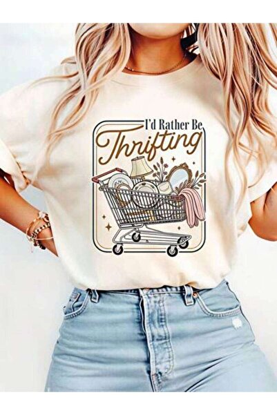 23ERVA Thrift Shopping, Women's I'd Rather Be Thrifting Graphic, Pure Cotton ...