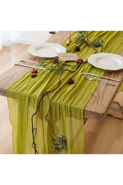 GENERAL Keketo Fall Thanksgiving Table Runner Terracotta Rust Gauze 120 Inch ...