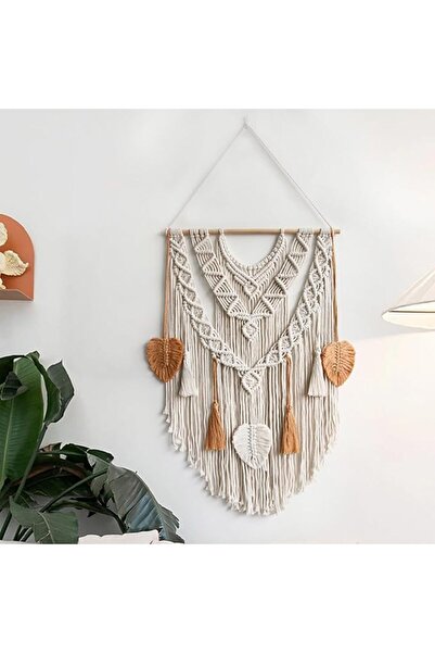 VAODO Wall Hanging Tapestry, 80 * 55 cm Handwoven Tapestry, Leaf Tassel Bohem...