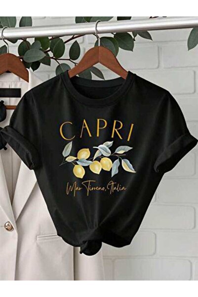 NOURAM Outfit Women, Capri Lemon Leaves Funny Vintage T-Shirt, Loose And Brea...