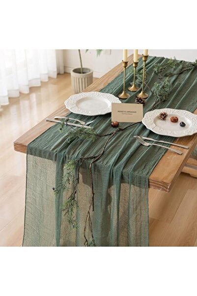 GENERAL Keketo Fall Thanksgiving Table Runner Terracotta Rust Gauze 120 Inch ...