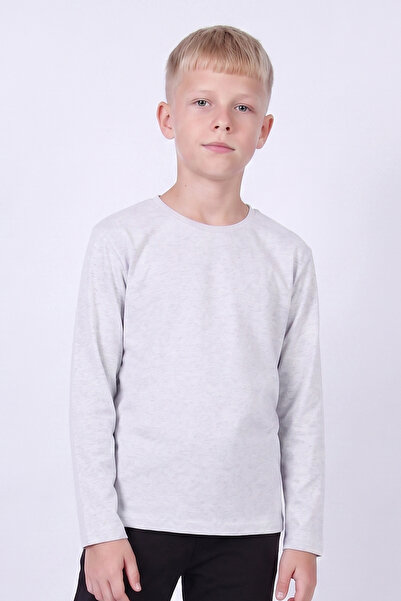 FYK KİDS Boy's Basic Solid Color Long Sleeve Sweatshirt
