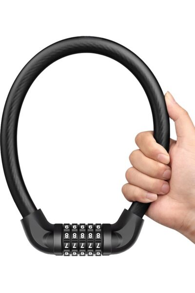 STARSTAR 17.7mm 5-digit black combination bike lock.