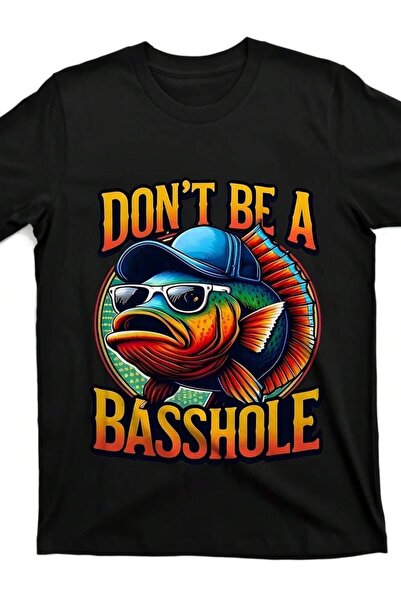 4Car Humorous Bass Fish Graphic Tee Men - Avoid Being A BASSHOLE. Stylish Des...