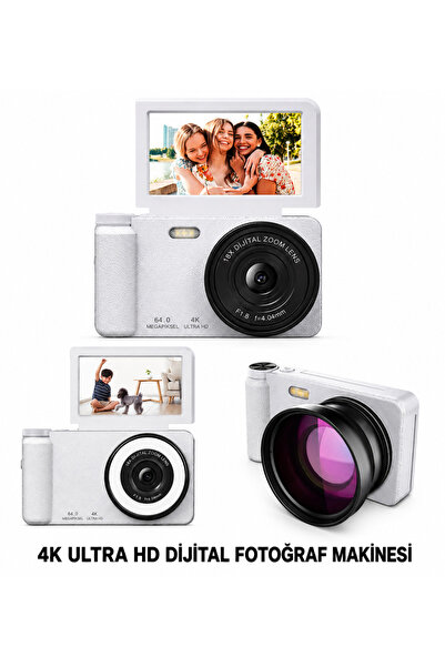 BLUE İNTER 4K Ultra HD Dijital Fotoğraf Makinesi – 64MP, 18X Dijital Zoom, 18...