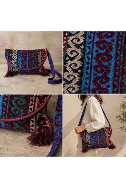 Bk Gift Handmade Authentic Turkish Kilim Shoulder Bag -10, Daily, Book, Tablet, Beach and Travel Bag
