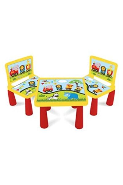 OEM Plastic Table with Patterned and 2 Chairs