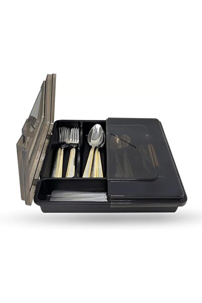 AZONEE Silverware Organizer with Lid, Flatware Storage Box Silverware Holder,...