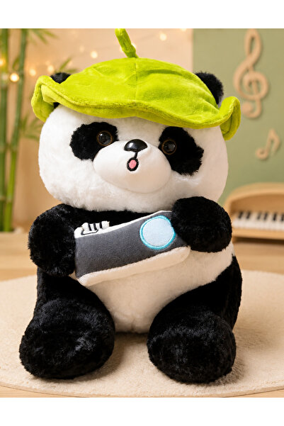 Heribom 30 Cm Bambu Şapkalı Şaşkın Panda Peluş Oyuncak