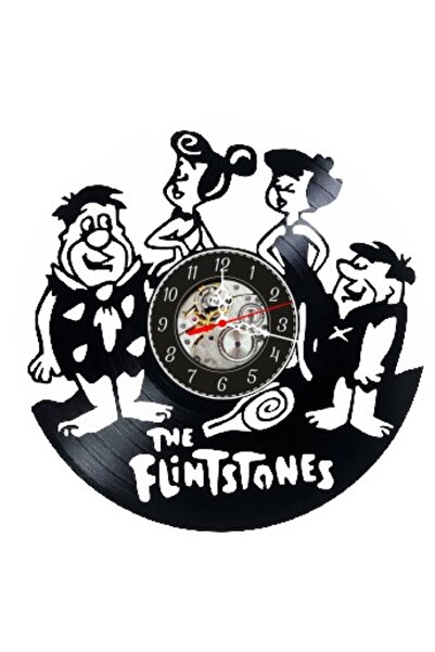 Disney Decorative wall clock made from vinyl record, The Flintstones Family F...
