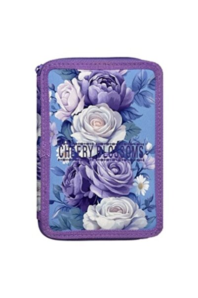 OEM Double Fitted Pencil Case Lilac Floral 15x4x20cm