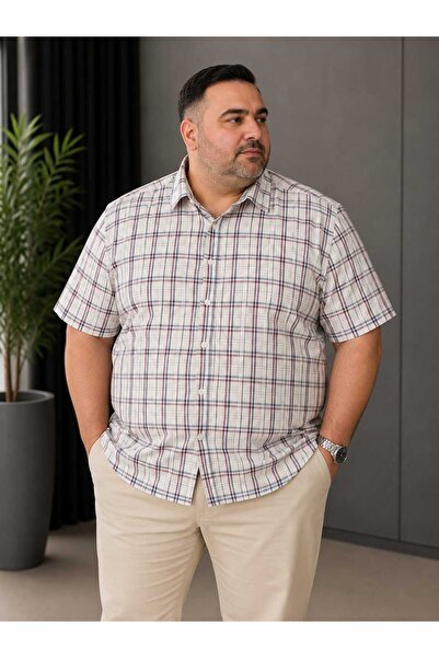 ETİQET Plus Size Single Pocket Short Sleeves Men's Shirt 70% Cotton 30% Polye...