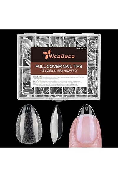 Nicedeco أظافر صناعية قصيرة، أظافر لاصقة، أظافر طبيعية شفافة بتغطية كاملة، أظ...