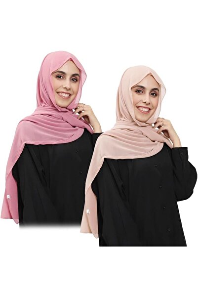 GENERAL 2Pcs Women Instant Chiffon Hijab with Built-in-Magnet and Sewn Underc...