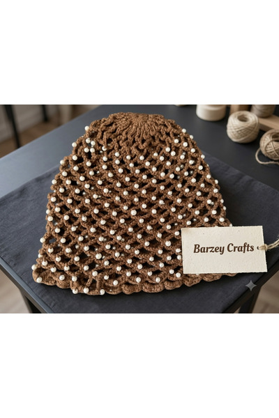 Barzey crafts باندانا مطرزة باللؤلؤ - إكسسوار شعر بوهيمي أنيق مصنوع يدويًا، م...