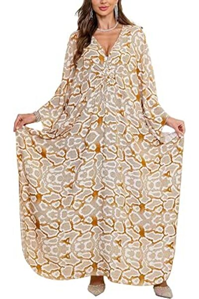 YouKD Summer Long Kaftan Dress Bohemian Roomy Beach Robe Cover Up Plus Size D...