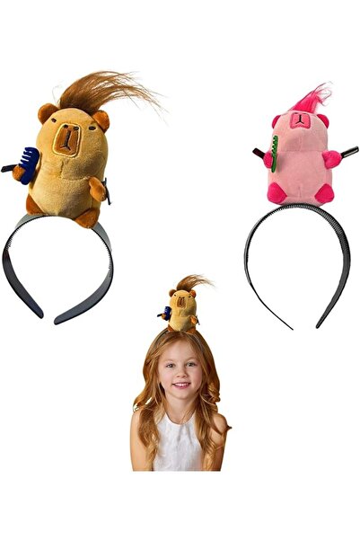 AZONEE 2 Pcs Quirky Capybara Headband – Soft Animal Shaped Hair Clips, Makeup...