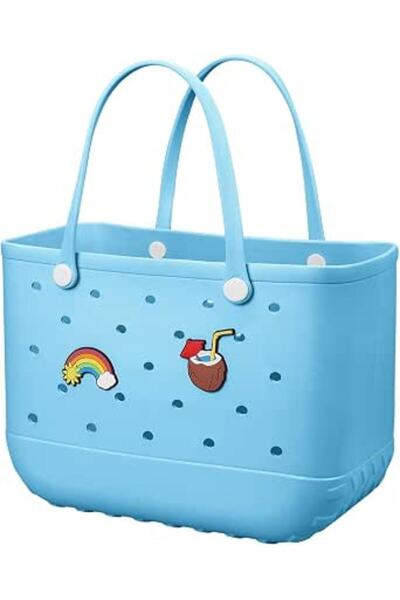 Yelajoy Beach Bag Rubber Tote Bag - Waterproof Travel Bag for Women Washable ...