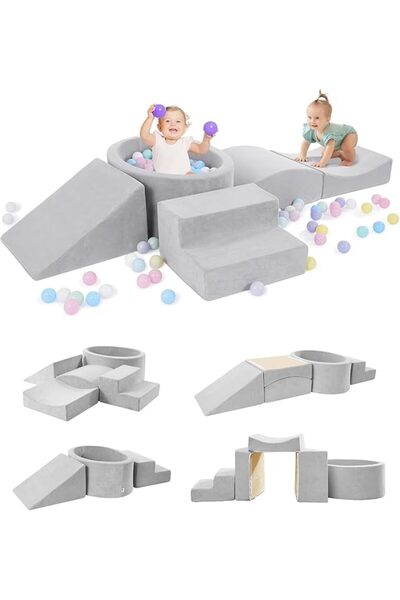 Supreouts Foam Climbing Blocks with Ball Pit for Baby, Toddler Climbing Toys ...