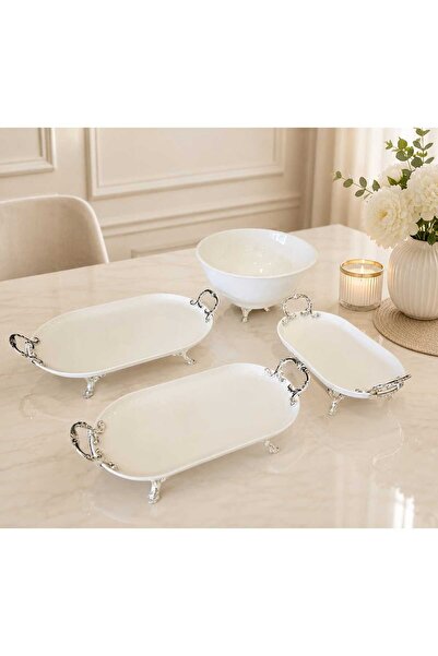 Buldem 4 Piece Original Porcelain Silver Presentation Set | Silver Detailed S...