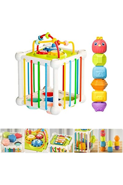 Soofam Baby Shape Sorter Toys - Montessori Sensory Activity Cube with Stackin...