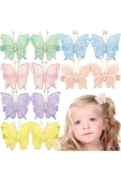 AZONEE 12 PCS Girls Butterfly Hair Clips – 6 colors Colorful Non-Slip Hair Cl...