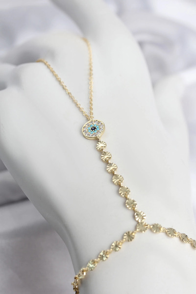 SORA GROUP Gold Color Brass Zircon Stone Evil Eye Model Şahmeran
