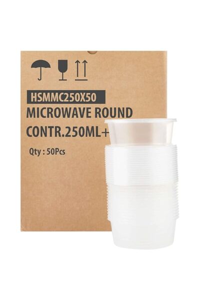 Generic Round Microwavable Containers with Lid 250ml, 50 Pieces