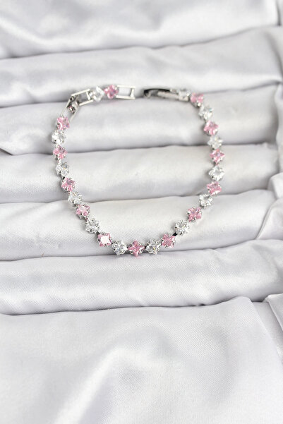 SORA GROUP Square Zircon Stone Silver Color Women's Bracelet