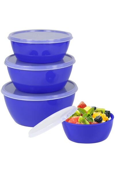 Generic Plastic Prep Bowls with Lids, Set of 4 Re-usable Plastic Food Storage...