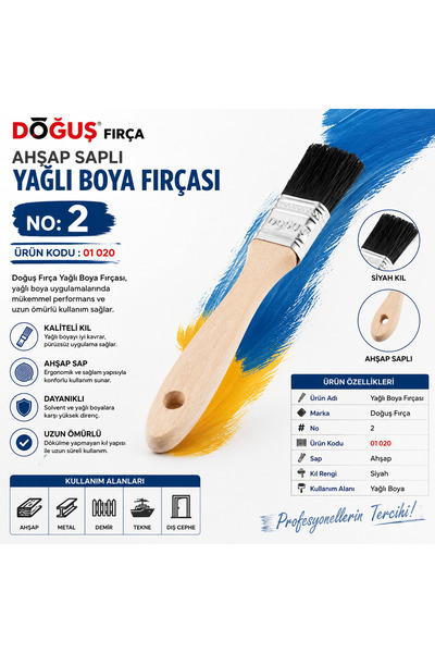 Doğuş Četkica za uljane boje sa drvenom drškom br: 2 (KOD: 01 020) 1 komad će...