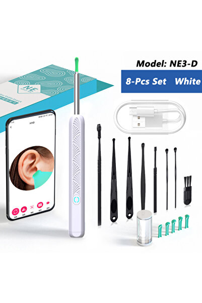 Choice7 NE3-D 8Pcs Set White Visual Ear Wax Cleaner with Camera Safe Earwax R...