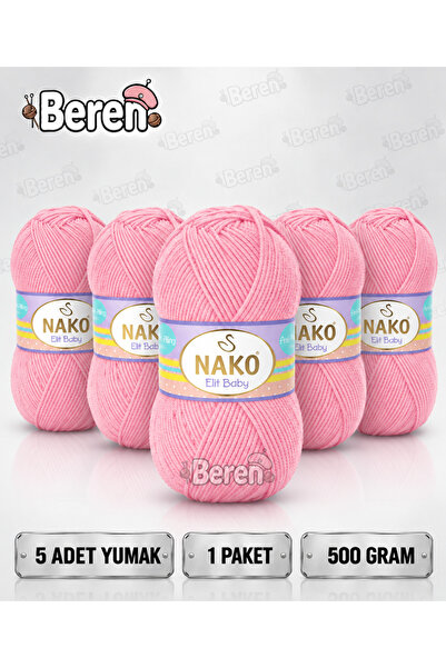 NAKO Elit Baby - 6837 Pink - 5-Pack - 100Gr/250M - Baby Yarn - Anti-Pilling Yarn