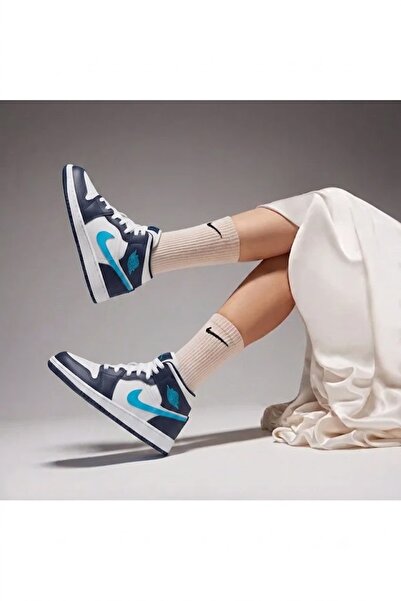 Nike Air Jordan 1 Mid Gs Unisex Spor Ayakkabısı ( SPORTİKS ) Dar Kalıptır 1 B...