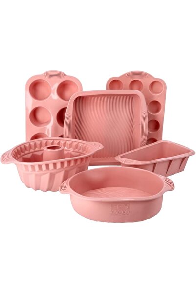 Generic 6Pcs Silicone Bakeware Set RF10473, Pink