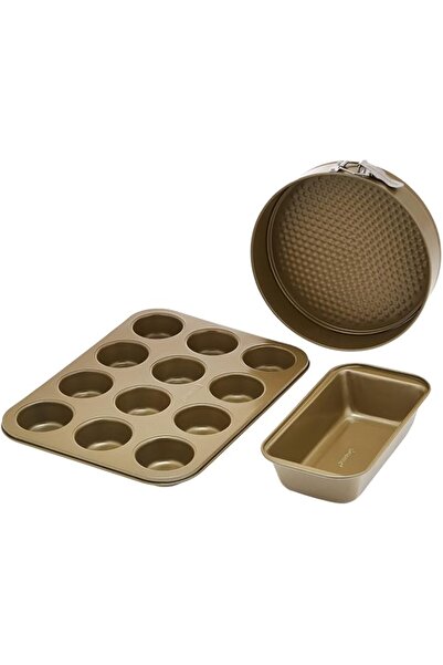 Generic BAKERIGHT PRO 3PC BAKEWARE SET, CARBON STEEL, BG37133GD, GREENISH GOLD