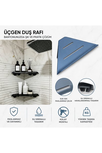Lilasso Home Triangle Shower Corner Shelf - Adhesive