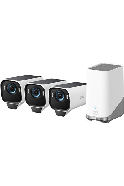 eufy Σύστημα Παρακολούθησης S3 Pro ΚΙΤ 3 Ασύρματες Κάμερες IP 8MP με Κέντρο Ε...