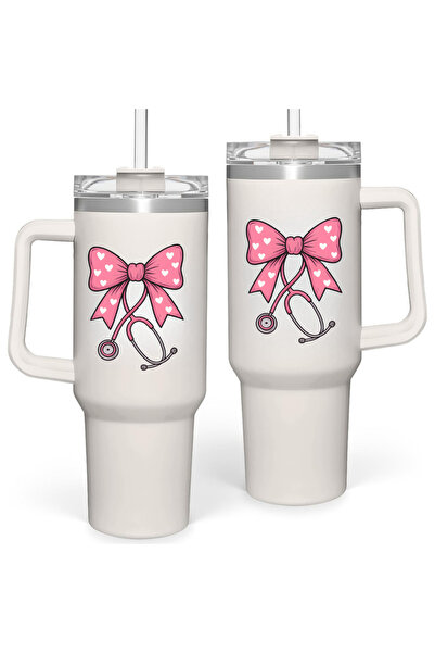 NASAQ Doctor's Insulated Stainless Steel 40oz Tumbler with Handle and Lid and...