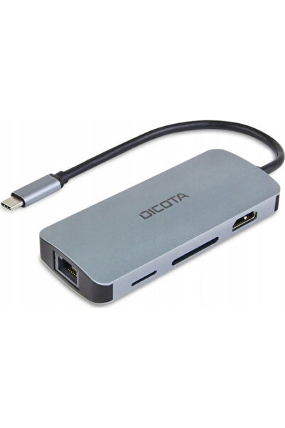 Dicota Σταθμός σύνδεσης USB-C με DisplayPort 4K PD Ethernet Ασημί (D32062)
