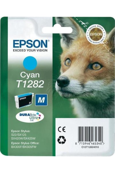 EPSON T1282 Γνήσιο Μελάνι Εκτυπωτή InkJet Κυανό (C13T12824011 C13T12824012)