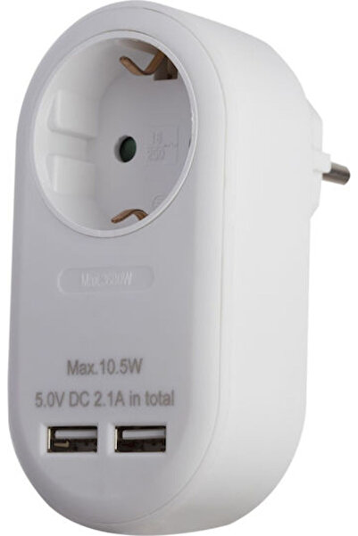 Entac EPAG-1EE-2USB-W Μονή πρίζα με 2 USB-A Κωδικός: 15.005.0223